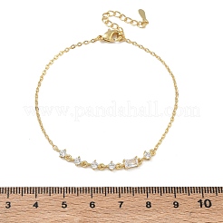 Braccialetti in ottone con micro pavé di zirconi trasparenti&nbsp;BJEW-E114-01C-G