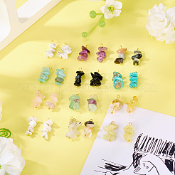 24 pièces 12 styles pendentifs de puces de pierres précieuses mélangées&nbsp;PALLOY-TAC0166