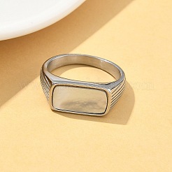 316l Edelstahl Muschel Fingerringe für Damen&nbsp;RJEW-U054-01C-P