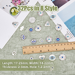 Pendenti smaltati in lega di malocchio stile 32 pz 8&nbsp;PALLOY-DC0001-24