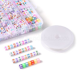DIY 26 Buchstabe Acrylperlen Stretch Armbänder Kits für den Kindertag&nbsp;DIY-LS0001-04