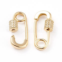 Messing Micro Pave klare Zirkonia Schraube Karabiner Schloss Charms&nbsp;ZIRC-L093-51G