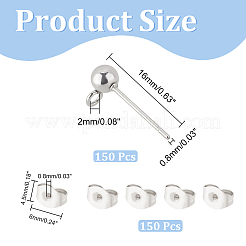 Ohrstecker-Beschläge mit Kugelkopf aus Edelstahl 304&nbsp;STAS-UN0001-76P