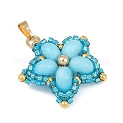 Pendentifs en perles de rocaille en verre faites à la main et en perles de jaspe impérial teintées synthétiques&nbsp;PALLOY-MZ00751-01