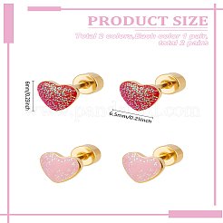 4 pieza de pendientes de esmalte de acero inoxidable de 2 colores&nbsp;EJEW-LP0001-83