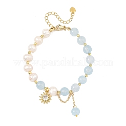 Bracelets en perles rondes de quartz naturel teint et en perles de pomme de terre&nbsp;BJEW-JB14466