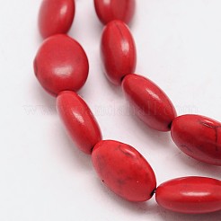 Filo di perline ovali turchesi sintetiche tinte&nbsp;G-P083-89