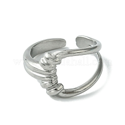 Anillo de puño abierto de acero inoxidable 304 que no se deslustra&nbsp;RJEW-L110-029P