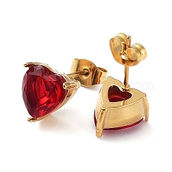 6 paio di orecchini a bottone con zirconi cubici a cuore di 2 colori&nbsp;EJEW-A024-15C