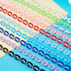 10 Stück 10-farbige ovale Acryl-Gliederkette&nbsp;HJEW-TAC0177