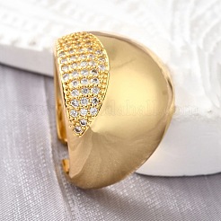 Bagues de manchette ouvertes en laiton avec micro pavé de zircone cubique pour femmes&nbsp;RJEW-K292-09G