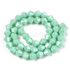 Brins de perles de verre galvanisées de couleur unie opaque&nbsp;EGLA-A039-P6mm-A20