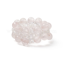 Gemma naturale e anello elasticizzato con perline intrecciate in vetro da donna&nbsp;RJEW-JR00546