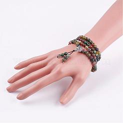Braccialetti indiani naturali dell'involucro dell'agata&nbsp;BJEW-JB02890