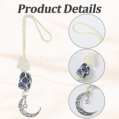 Décorations de pendentif de pochette en cristal de quartz naturel et lapis-lazuli&nbsp;HJEW-WH20002-03E