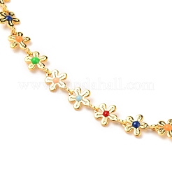 Collane a catena a maglie di fiori in ottone smaltato&nbsp;NJEW-JN03146