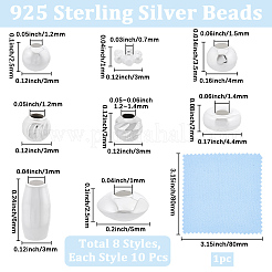 80 Stück 8 Stile 925 Sterlingsilberperlen&nbsp;STER-BBC0008-87