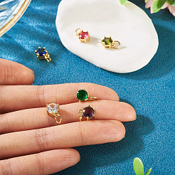 6 pendentif en laiton pavé de zircone cubique de 6 couleurs&nbsp;KK-TA0002-15