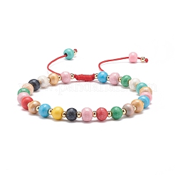 Bracelet en perles rondes tressées en bois naturel&nbsp;BJEW-JB08567