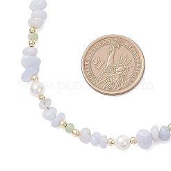 Sets aus Halsketten und Armbändern mit natürlichen blauen Spitzenachat-Splittern&nbsp;SJEW-JS01377