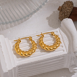 Boucles d'oreilles créoles vintage en acier inoxydable 304 à structure torsadée creuse&nbsp;WU2636