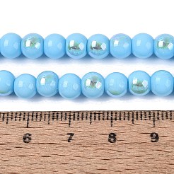Chapelets de perles en verre opaque électrolytique&nbsp;EGLA-Q132-6MM-01C-13