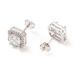 Orecchini a bottone quadrati con zirconi chiari&nbsp;EJEW-C029-07P