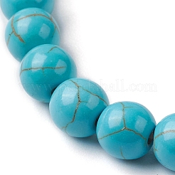 Bracelets élastiques ronds en perles de turquoise synthétique&nbsp;BJEW-JB10269-04