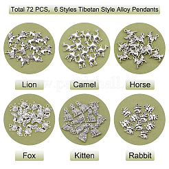 72pcs 6 pendentifs en alliage de style tibétain&nbsp;TIBEP-GA0001-003