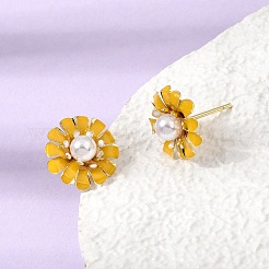 Boucles d'oreille en laiton émaillé&nbsp;KK-CBA8324-27G-02