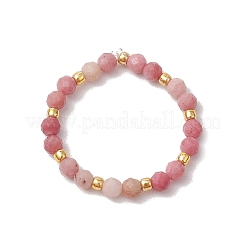 Bagues extensibles en perles de rhodonite naturelle pour femmes&nbsp;RJEW-JR00868-09