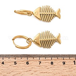 Boucles d'oreilles créoles en forme de poisson en acier inoxydable 304&nbsp;EJEW-K268-42G