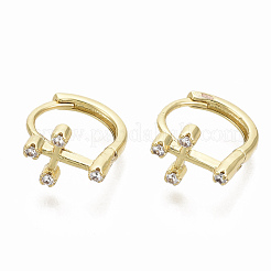 Orecchini a cerchio huggie in zirconi cubici trasparenti micro pavè&nbsp;EJEW-N011-13G-NF