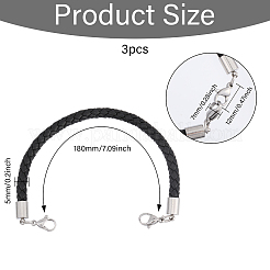 3 Stück Wickelarmband aus breitem Kordelarmband aus Kunstleder mit Karabinerverschluss aus Edelstahl für Männer und Frauen&nbsp;BJEW-CA0001-10A