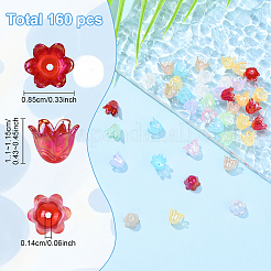 160 pièce de 8 couleurs de perles en acrylique imitation gelée à 6 pétales&nbsp;JACR-YW0001-02