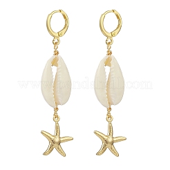 5 par de aretes colgantes de conchas naturales de 5 estilos con cuentas de perlas&nbsp;EJEW-TA00179