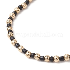 3 braccialetti elastici in perline di vetro e ottone in stile bohémien per le donne&nbsp;BJEW-JB11799