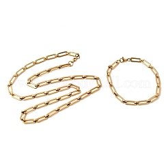 Schmucksets aus Büroklammerketten aus Edelstahl 304 (Armband & Halskette)&nbsp;SJEW-L199-15G