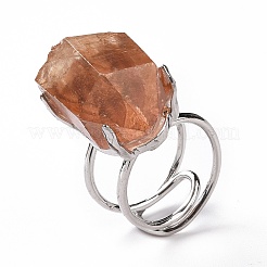 Anello polsino pepite di quarzo rosa naturale&nbsp;LS-RJEW-G271-01P-01