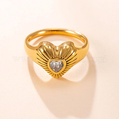 304 Edelstahl Pavé-Fingerringe mit Zirkonia&nbsp;WG685BA-01