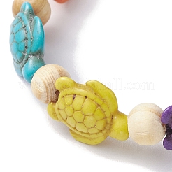 Bracelets extensibles turquoise synthétique teints tortue de plage&nbsp;BJEW-JB10296-02