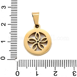 Pendentifs ronds et plats en acier inoxydable 304 avec fleur&nbsp;STAS-M121-03G