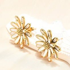 Orecchini a bottone con fiori in acciaio inossidabile 304 per donna&nbsp;EJEW-R023-02G