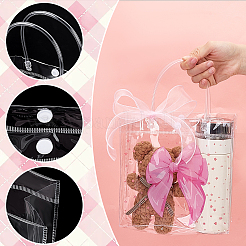 24 bolsa de embalaje de PVC transparente con estampado de lazo y 2 rollos de cinta de poliéster.&nbsp;ABAG-PH0001-86