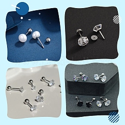 2 paio di 925 dadi per orecchini in argento sterling&nbsp;STER-BBC0007-33
