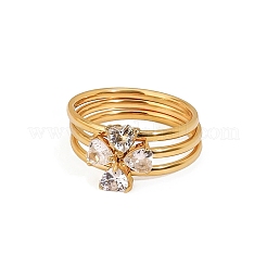 3 Stück 304 Edelstahl Micro Pave Zirkonia Ring-Sets&nbsp;RJEW-S625-02G