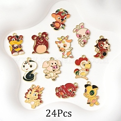 24pcs 12 styles de pendentifs en émail en alliage&nbsp;ENAM-FS0002-86