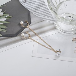 Boucles d'oreilles en alliage et perles rondes imitation gland chaîne manchette crawler grimpeur cartilage&nbsp;FS-WG06E18-01
