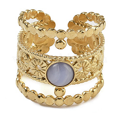 Anillos de dedo de ágata sintética de encaje azul&nbsp;RJEW-U027-03G-09