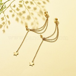 Boucles d'oreilles pendantes avec chaînes de sécurité en acier inoxydable 304 et manchette d'oreille&nbsp;EJEW-JE04922-02